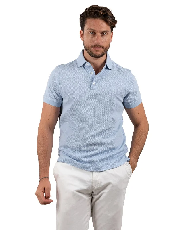 Light Blue Popcorn Textured Polo Shirt