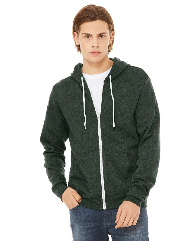 Bella+Canvas Unisex Poly-Cotton Fleece Full-Zip Hoodie | Heather Forest