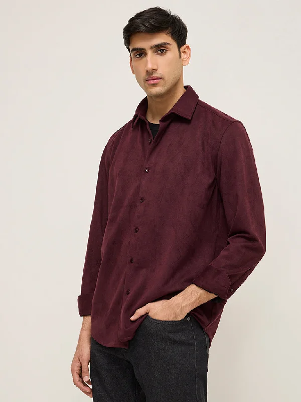 Ascot Wine Solid Relaxed-Fit Shirt