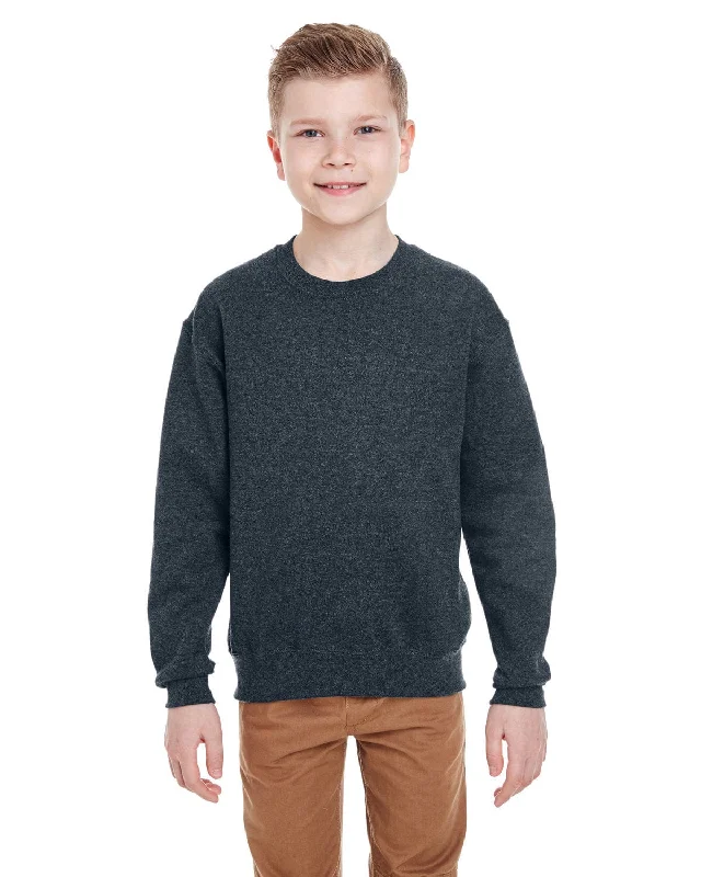 Jerzees Youth Light-Weight Crewneck Sweatshirt | Black Heather