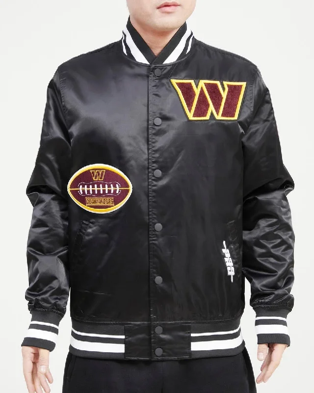 NFL WASHINGTON COMMANDERS OLD ENGLISH MEN'S SATIN JACKET (BLACK)