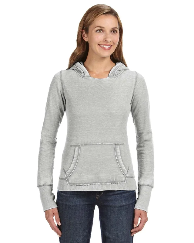 J America Ladie's Zen Pullover Fleece Hooded Sweatshirt | Cement