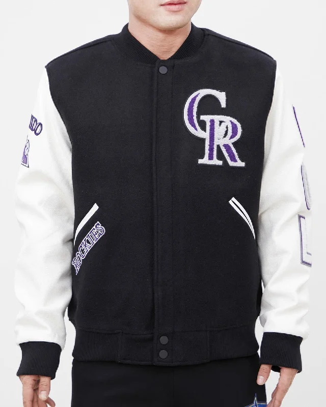 MLB COLORADO ROCKIES CLASSIC WOOL MEN'S VARSITY JACKET (BLACK/WHITE)