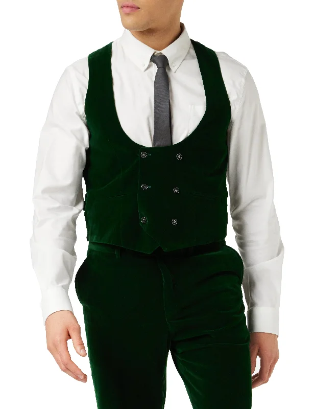 MAK - Green Velvet Low U Cut Waistcoat