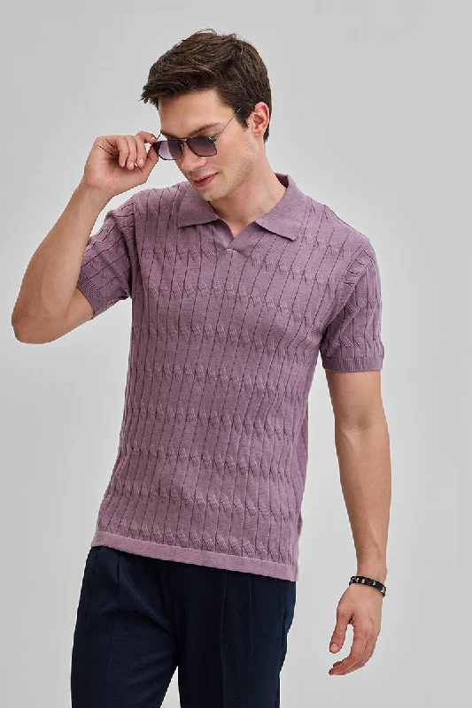 Mauve Knitted Polo T-Shirt