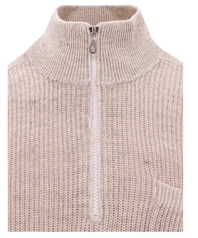 Brunello Cucinelli Men's Half-Zipped Sweater In Beige