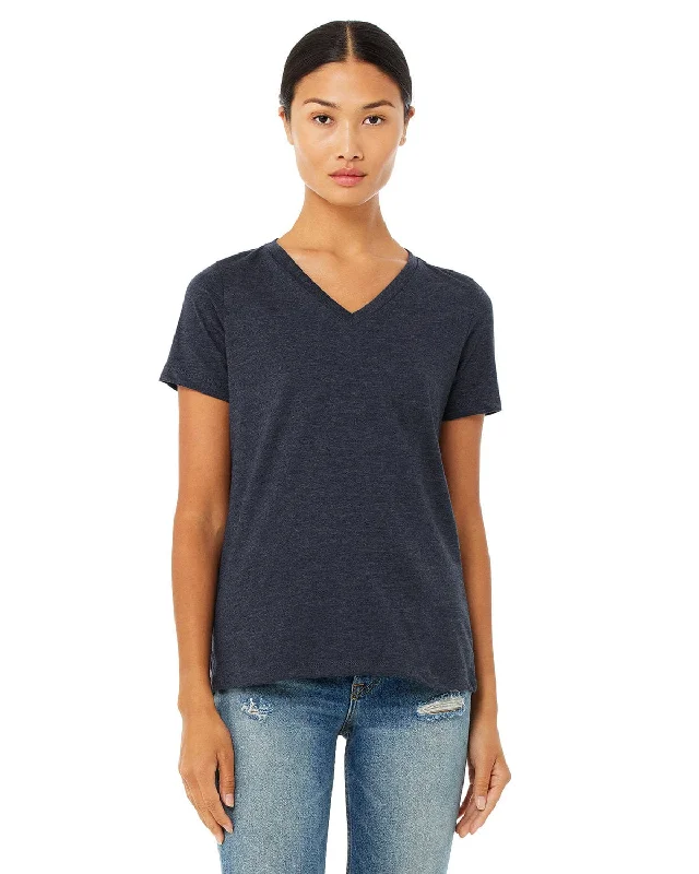 Bella+Canvas Ladies Missy V-Neck T-Shirt | Heather Navy