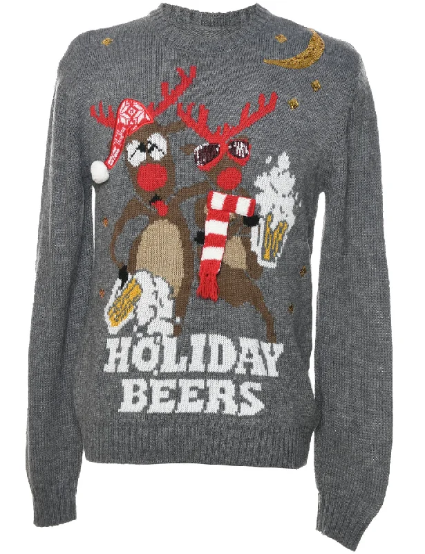 Reindeer Christmas Jumper - L