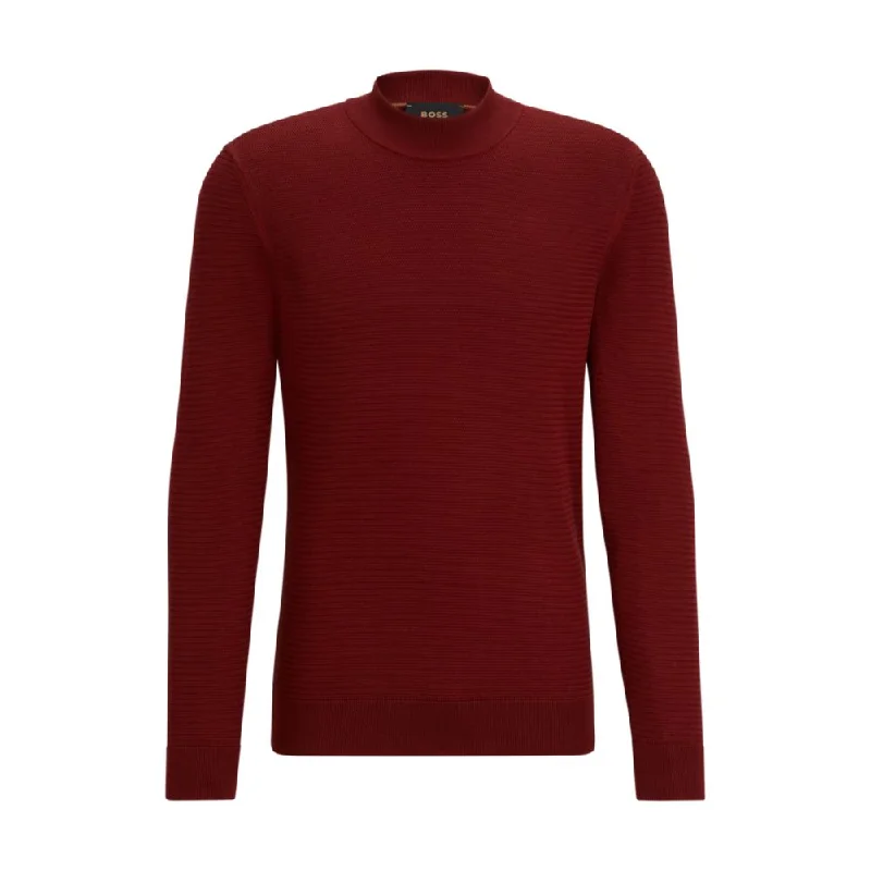 Mock-neck sweater in knitted silk