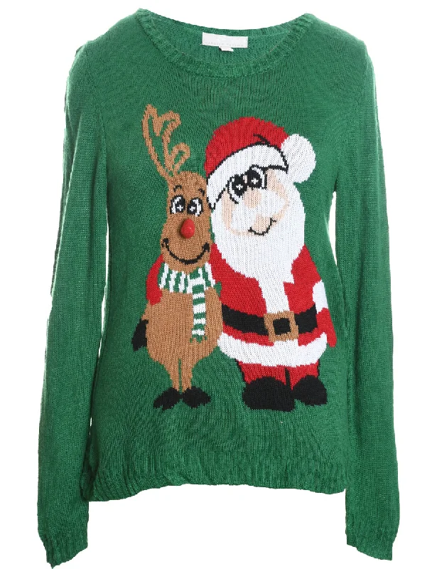 Santa Claus & Reindeer Christmas Jumper - L