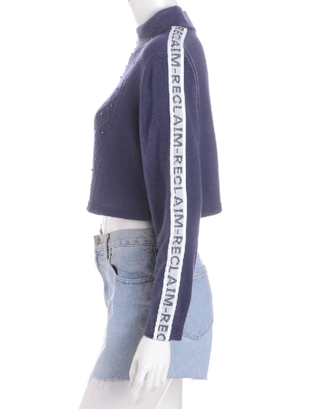 Reworked Long Sleeved Cropped Tape Knit - S