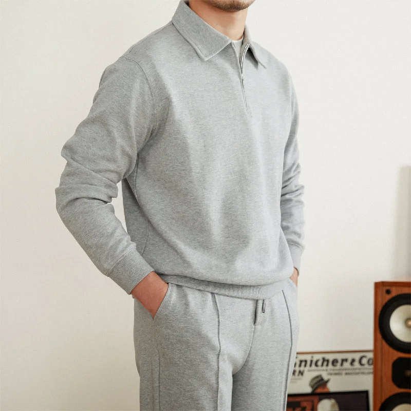 Cotton Half-Zip Collared Jumper