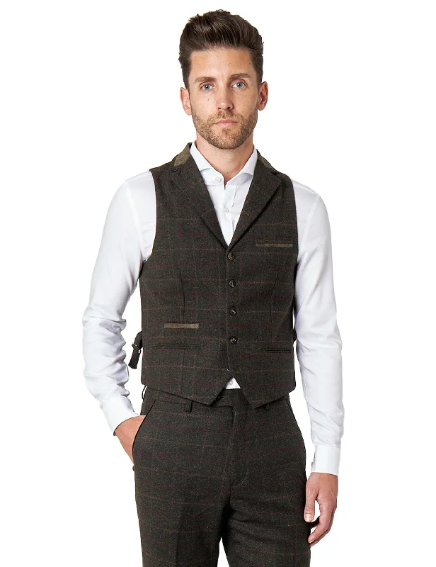 Vitori Tweed Collar Green Waistcoat