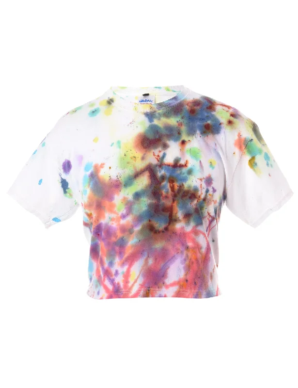 Reworked Suzie Tie Dye Cropped T-shirt - M