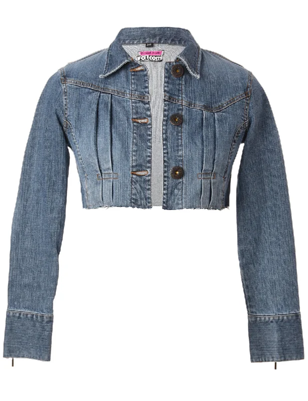 Reworked Kylie Raw Edge Cropped Denim Jacket - XS