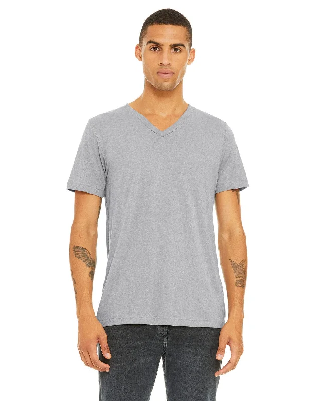 Bella+Canvas Unisex Triblend Short Sleeve V-Neck T-Shirt | Ath Grey Triblnd