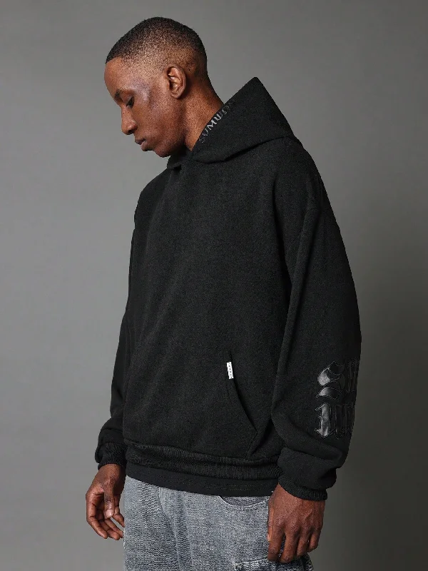 Regular Fit Overhead Hoodie With Applique Elbow