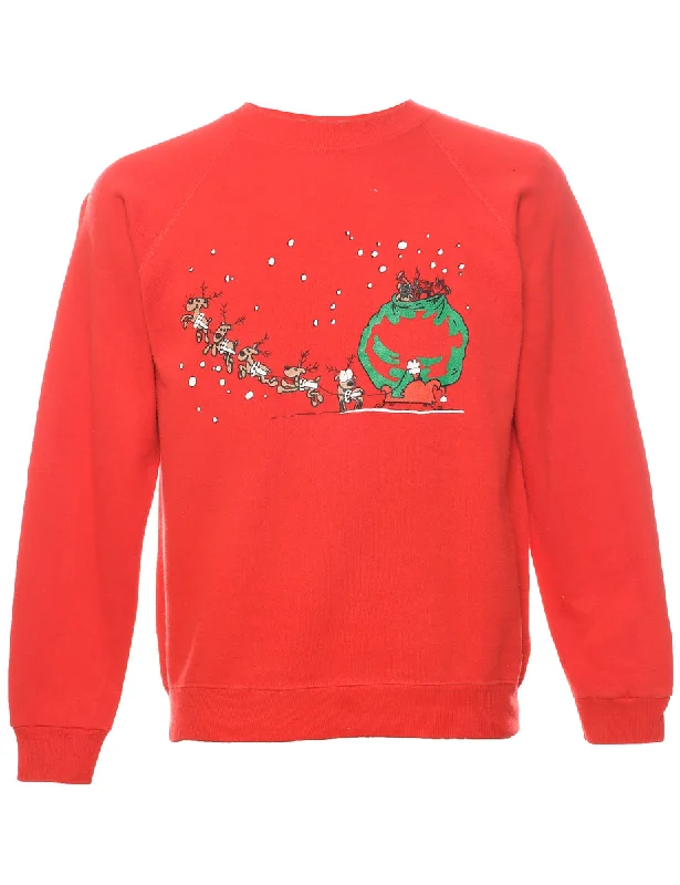 Santa Claus & Reindeer Christmas Sweatshirt - M