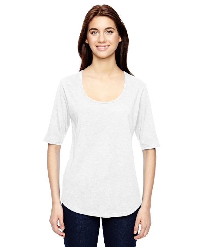 Anvil Ladies Triblend Deep Scoop Half-Sleeve T-Shirt | White