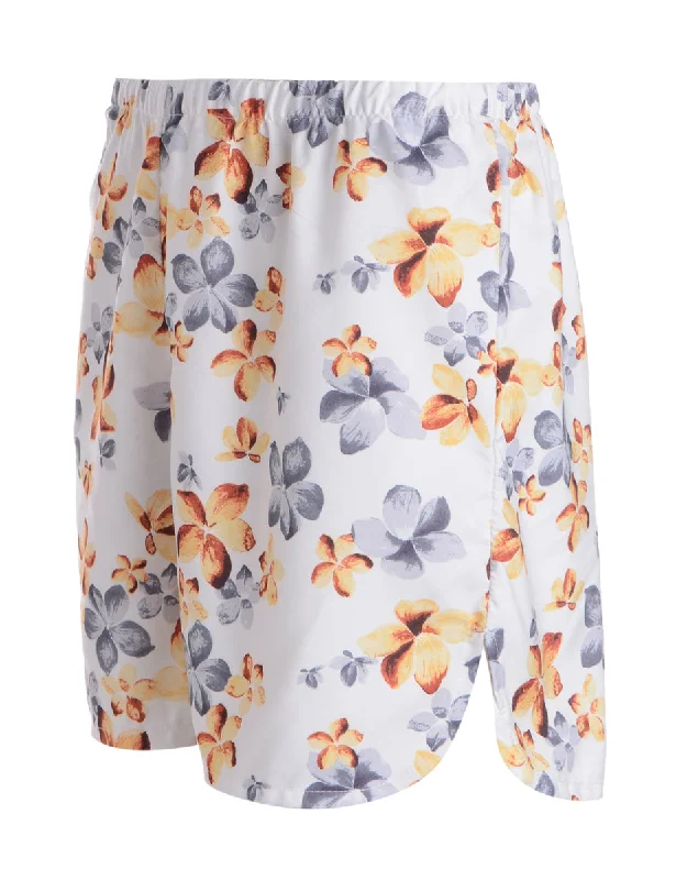 Reworked Curved Hem Floral Pattern Summer Shorts - W33