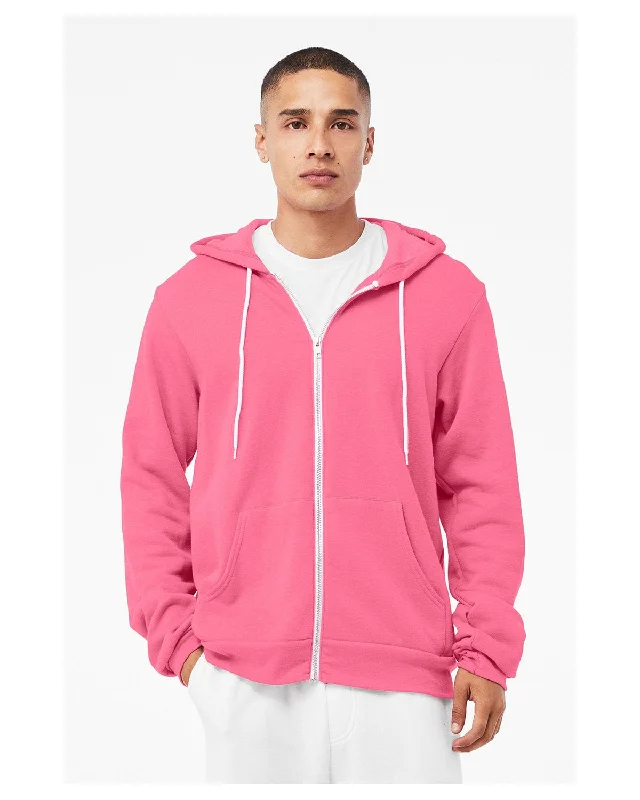 Bella+Canvas Unisex Poly-Cotton Fleece Full-Zip Hoodie | Hthr Charity Pnk