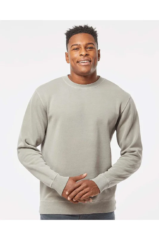 Independent Trading Co. Mens Pigment Dyed Crewneck Sweatshirt - Cement Grey