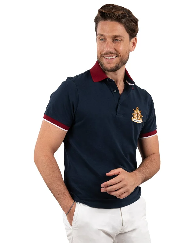 Navy Pique Polo Shirt With Yacht Club Embroidery