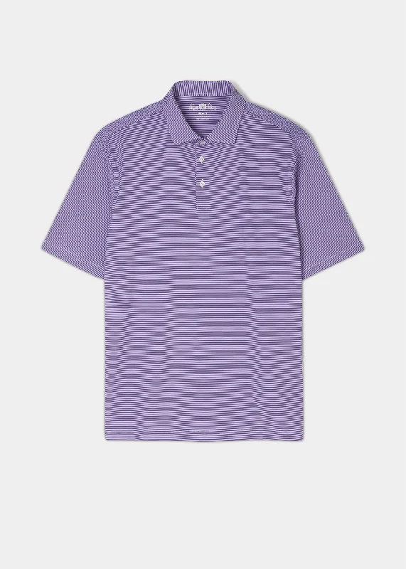 Waterbeach Striped Polo Shirt In Plum - Sports Fit