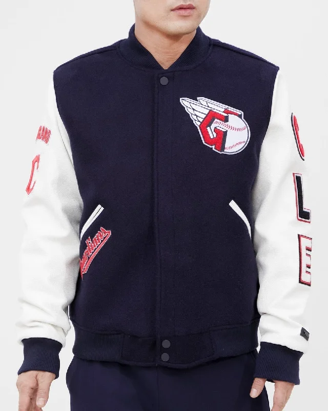 MLB CLEVELAND GUARDIANS CLASSIC WOOL MEN'S VARSITY JACKET (MIDNIGHT NAVY/WHITE)