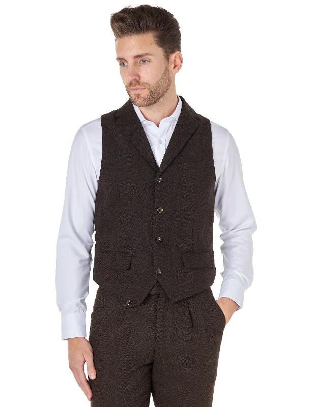 TYLER HERRINGBONE TWEED BROWN WAISTCOAT