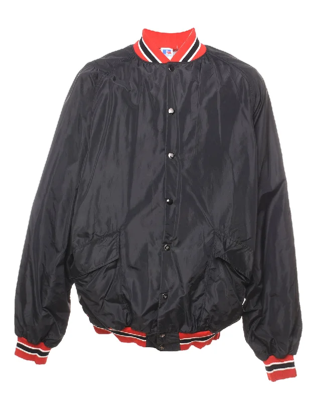 Russell Athletic 1990s Black & Red Contrast Bomber Jacket - L