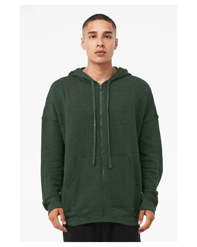 Bella+Canvas Unisex Sponge Fleece DTM Full-Zip Hooded Sweatshirt | Heather Forest