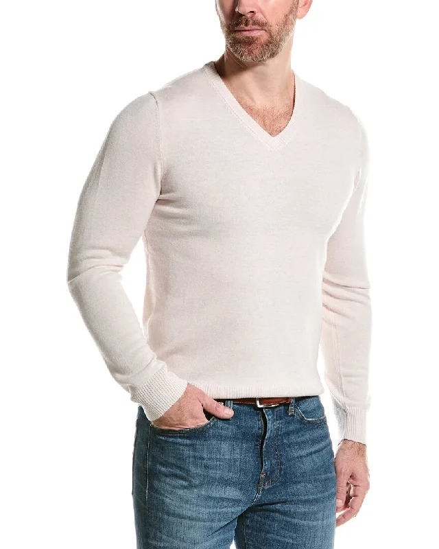 Mette mens  Merino Wool V-Neck Sweater, XL, Beige