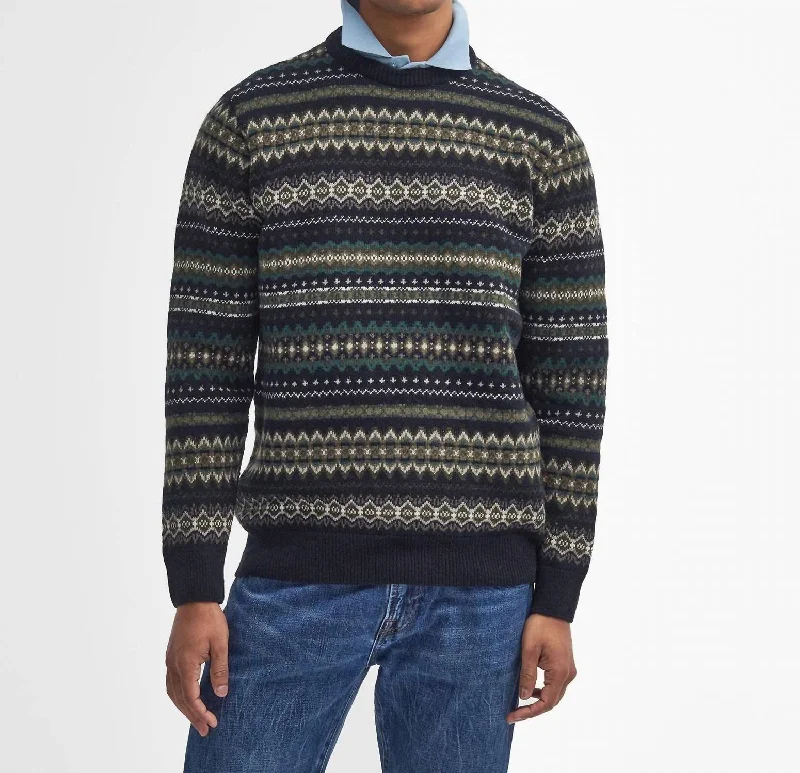 Case Fairisle Crew Neck Sweater In Black Marl