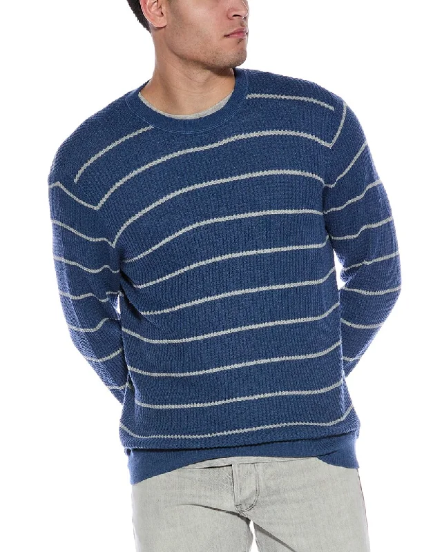 Douglas Anthony Textured Stripe Cashmere-Blend Crewneck Sweater