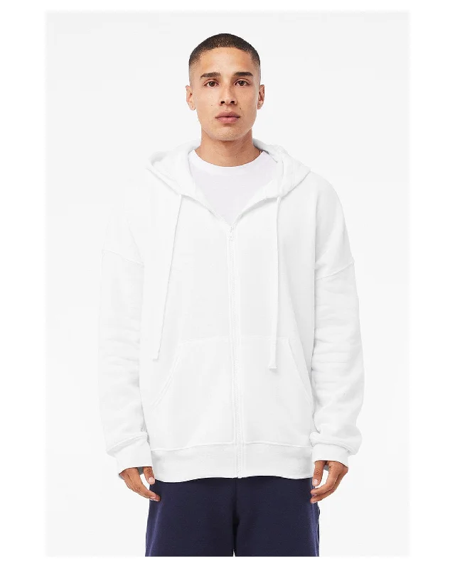 Bella+Canvas Unisex Sponge Fleece DTM Full-Zip Hooded Sweatshirt | White