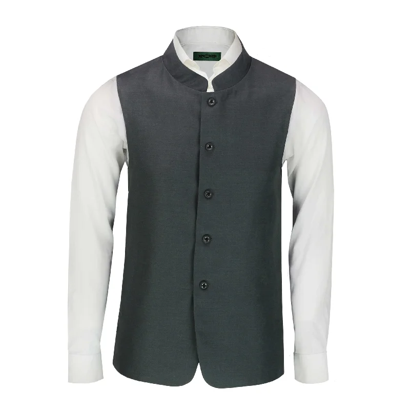 NEHRU STYLE WAISTCOAT IN CHARCOAL