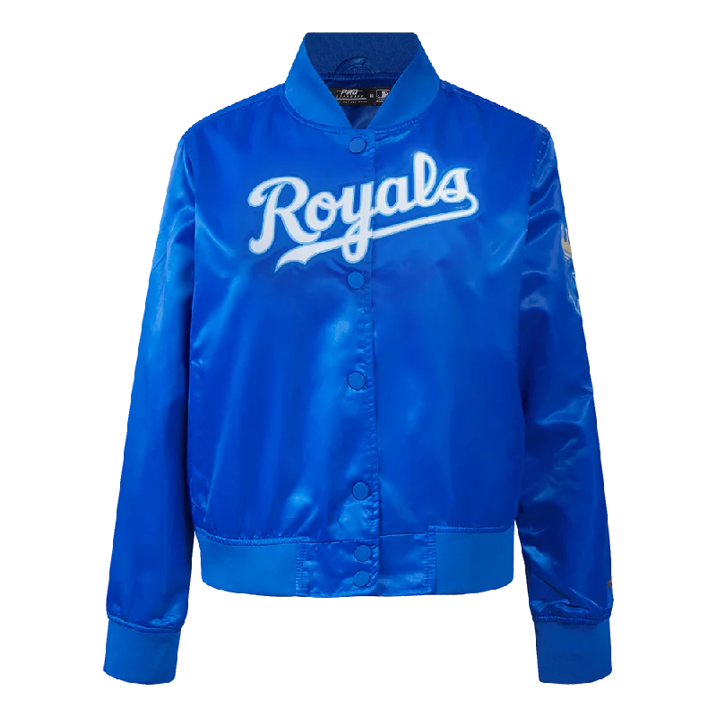 MLB KANSAS CITY ROYALS CLASSIC WOMEN'S SATIN JACKET (ROYAL BLUE)