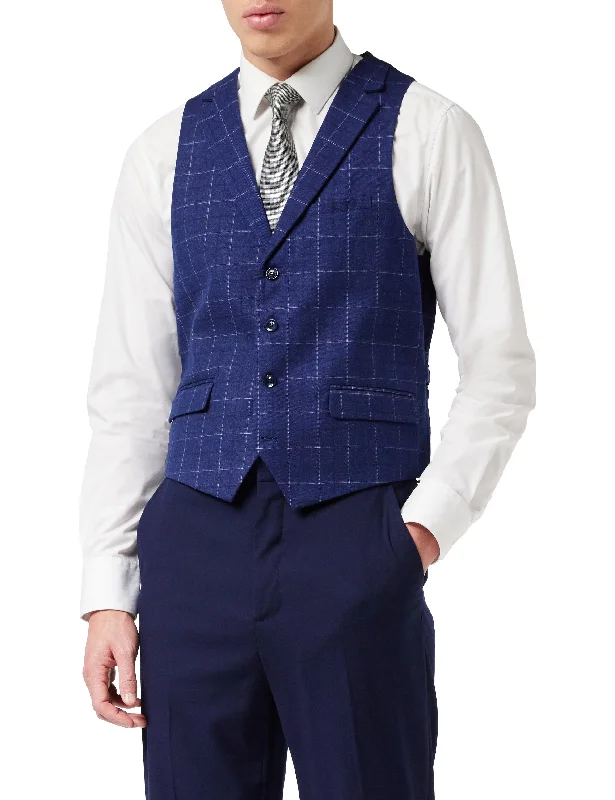 LUKE - GRID CHECK COLLAR WAISTCOAT