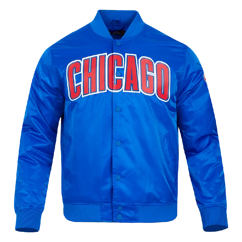 MLB CHICAGO CUBS BIG LOGO MEN'S SATIN JACKET (ROYAL BLUE)