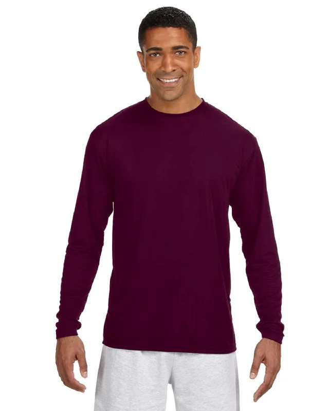 A4 Men's Cooling Performance Long Sleeve T-Shirt | Maroon