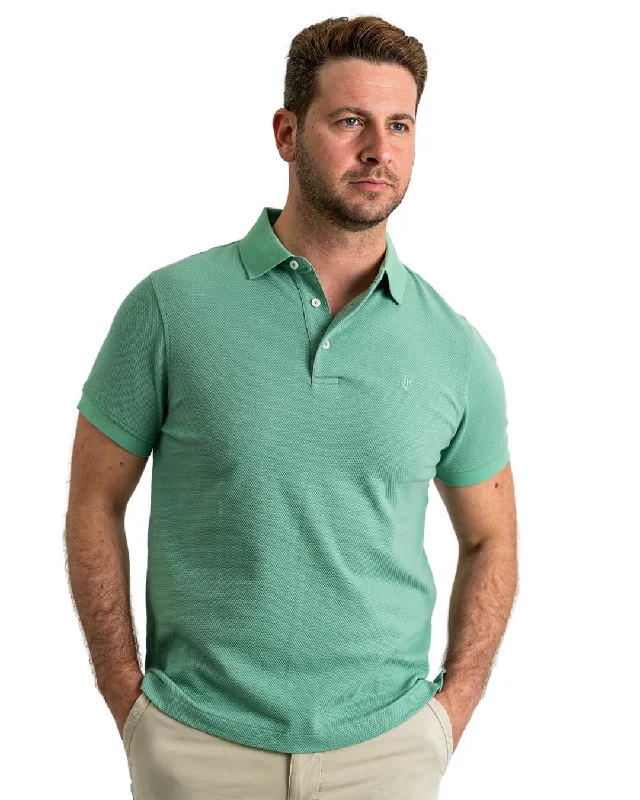 Teal Popcorn Texture Polo Shirt