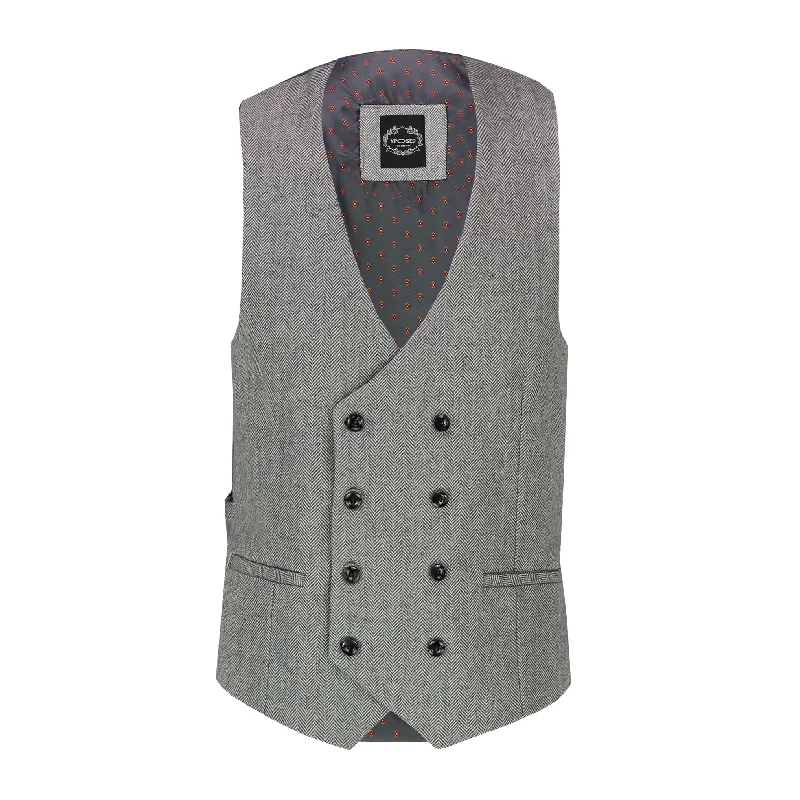 GREY TWEED DOUBLE BREASTED WAISTCOAT