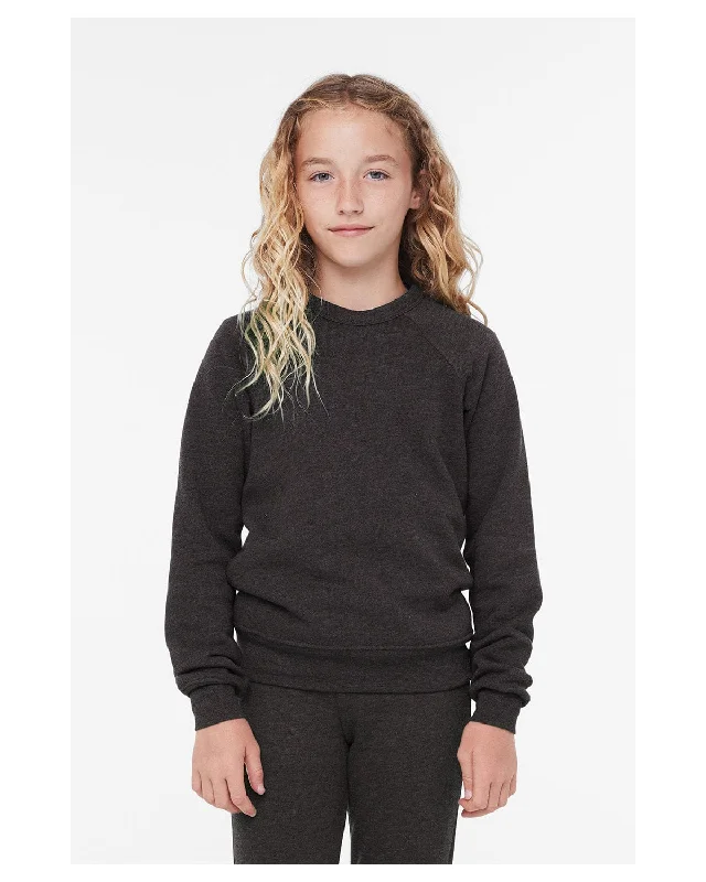 Bella+Canvas Youth Sponge Fleece Raglan Sweatshirt | Dark Gry Heather