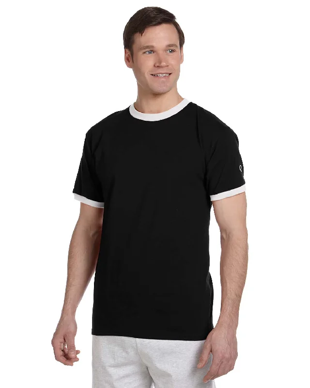 Champion Tagless Ringer Tee | Black/ White