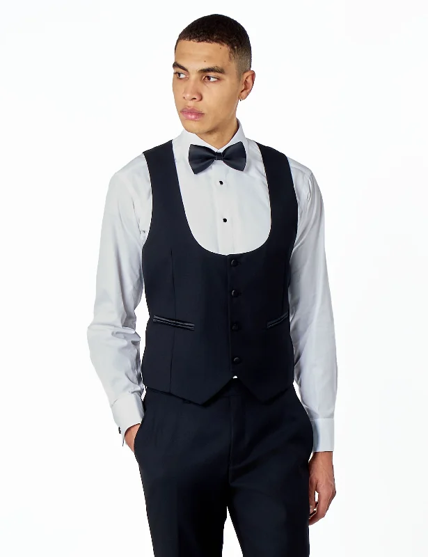 BLACK TAILORED TUXEDO DINNER WAISTCOAT