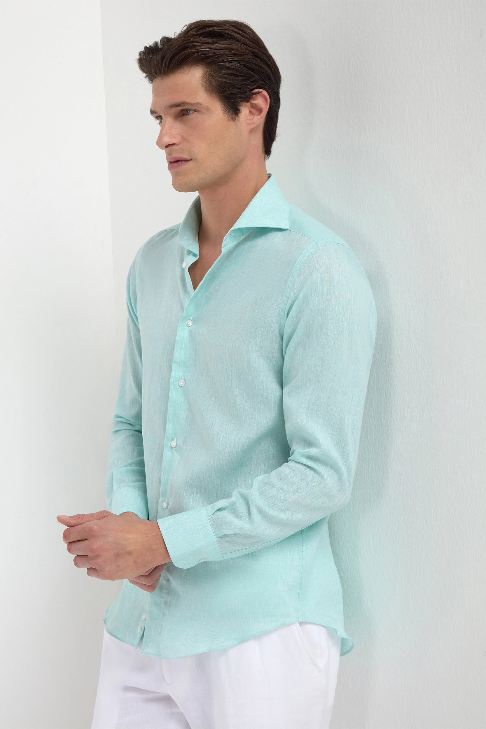 Mint linen shirt - Made in Italy