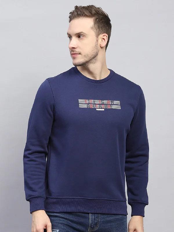 While Supplies Last Men Blue Printed Round Neck Full Sleeve Sweatshirt