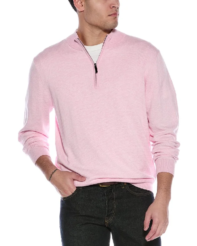 Alashan Birdseye Cashmere-Blend 1/4-Zip Mock Sweater