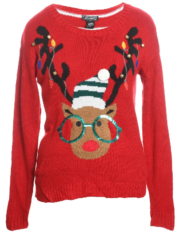 Reindeer Christmas Jumper - M